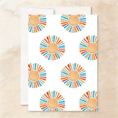 Aperturee - Aperturee Custom Set of 20 Here Comes the Son Sun Baby Shower Invitation Personalized with Vibrant Orange and Blue Rays
