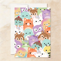 Aperturee - Aperturee Custom Set of 20 Pastel Cute Plush Animal Character Birthday Invitation Personalized Party with Glitter Design