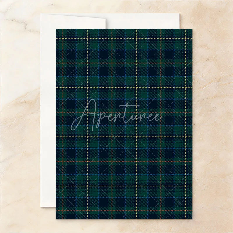 Aperturee - Aperturee Custom Set of 20 Plaid Teddy Bear Baby Shower Invitation Elegant Green and Blue Tartan Design for New Baby Celebration