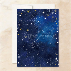 Aperturee - Aperturee Custom Set of 20 Twinkle Twinkle Little Star Baby Shower Invitation Blue Gold Glitter Starry Night for Celebration