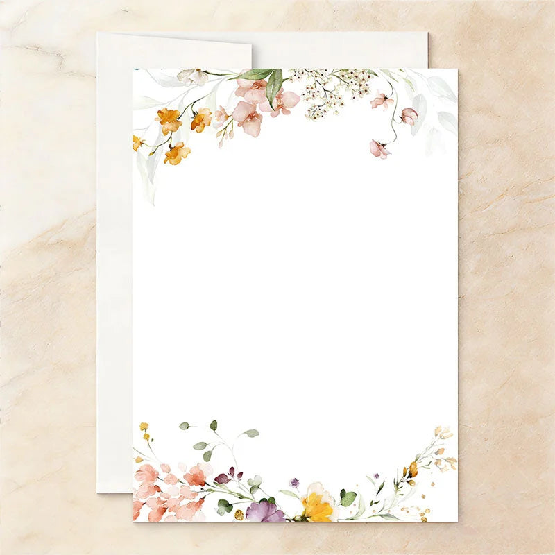 Aperturee - Aperturee Custom Set of 20 Watercolor Floral Wedding After Party Invitation Peach Flowers Elegant Reception Celebration Card