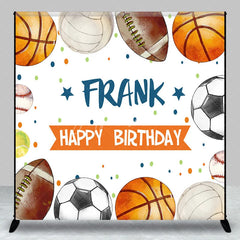 Aperturee - Aperturee Custom Sports Ball Happy Birthday Backdrop with Basketball Football and Soccer Designs Personalized for Kids Party