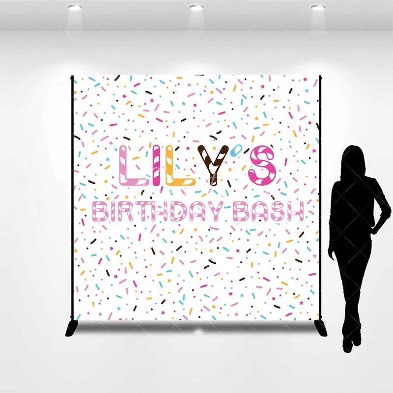 Aperturee - Aperturee Custom Sprinkles Birthday Backdrop Sweet Candy Confetti Photography Background