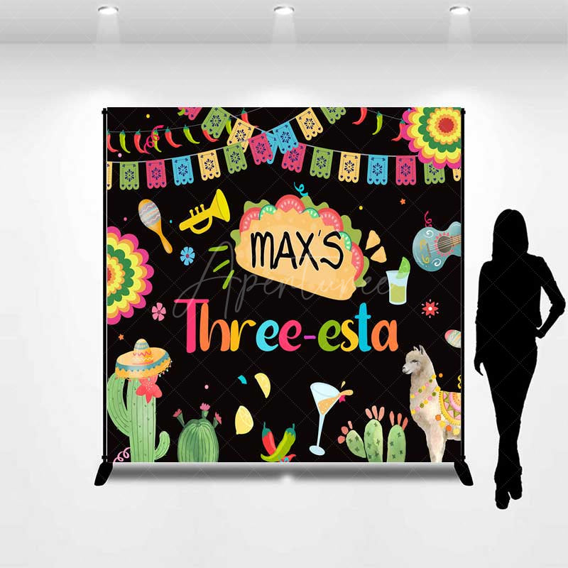 Aperturee Aperturee Custom Taco Bout A Third Birthday Backdrop Colorful Mexican Fiesta Party Banner Personalized Cactus and Llama Decor