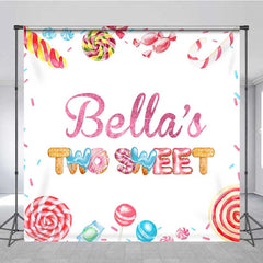 Aperturee - Aperturee Custom Two Sweet Birthday Backdrop 2nd Birthday Donut Candy Photography Background