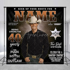 Aperturee - Aperturee Custom Western Cowboy 40th Birthday Backdrop The Man The Myth The Outlaw Rootin Tootin Party Decor