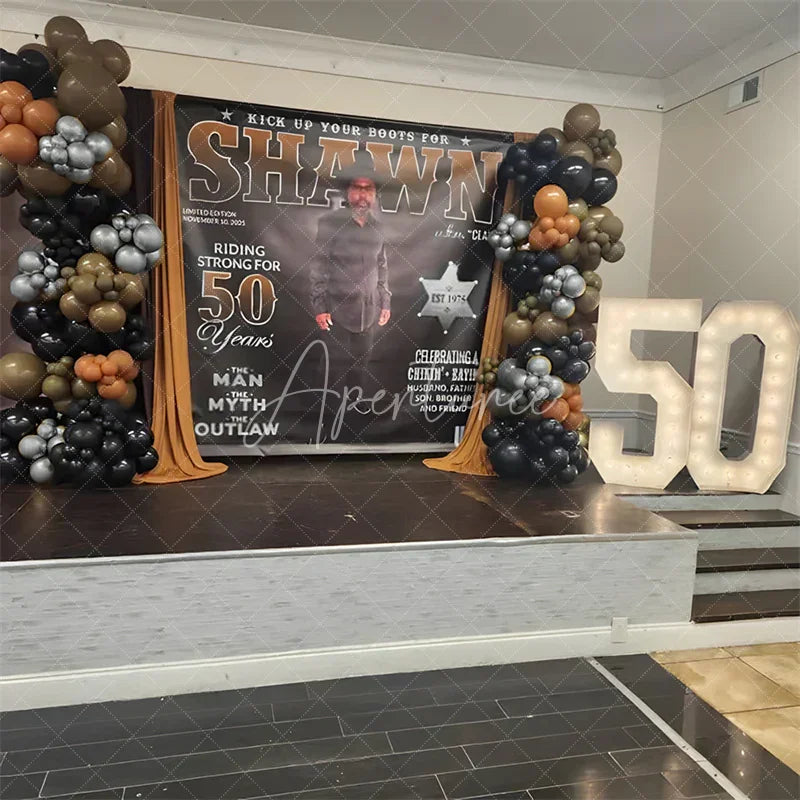 Aperturee - Aperturee Custom Western Cowboy 40th Birthday Backdrop The Man The Myth The Outlaw Rootin Tootin Party Decor
