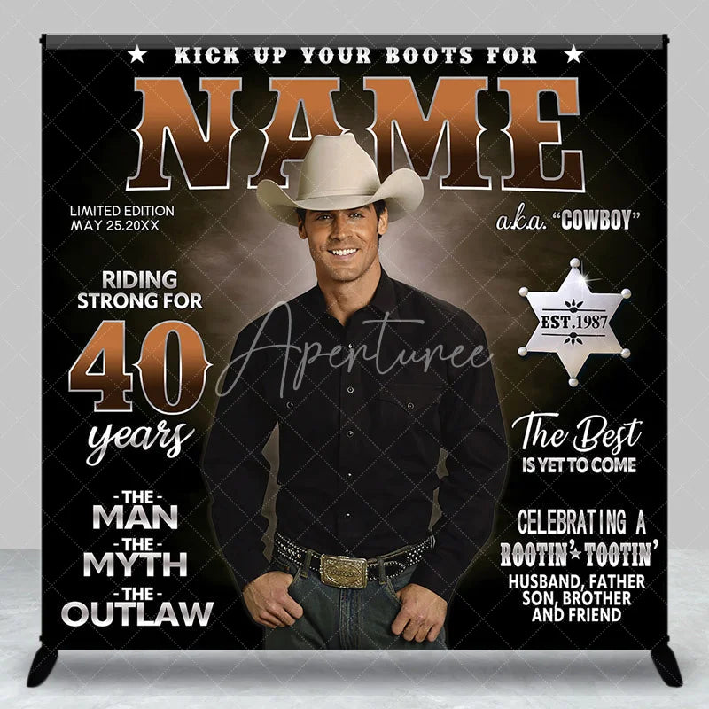 Aperturee - Aperturee Custom Western Cowboy 40th Birthday Backdrop The Man The Myth The Outlaw Rootin Tootin Party Decor