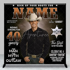 Aperturee - Aperturee Custom Western Cowboy 40th Birthday Backdrop The Man The Myth The Outlaw Rootin Tootin Party Decor