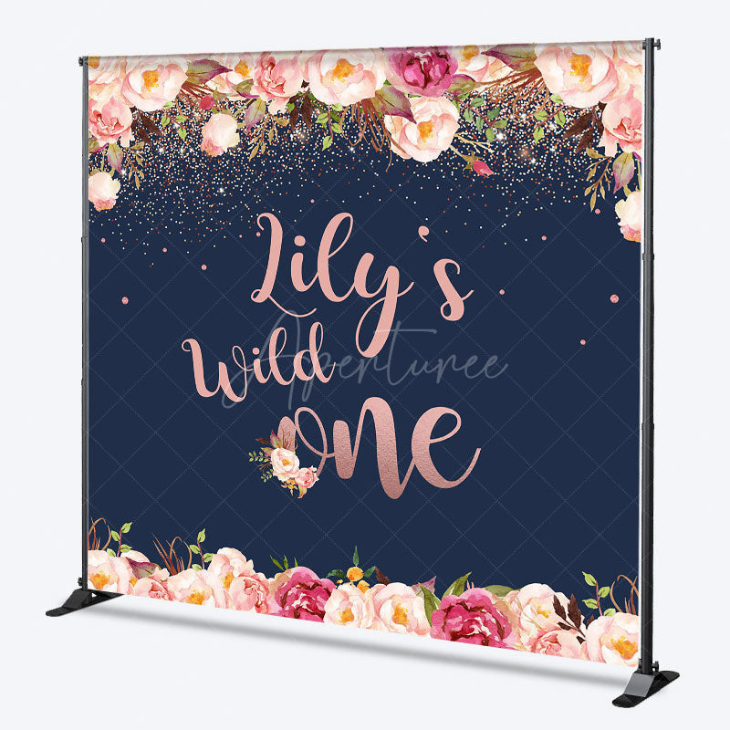 Aperturee Aperturee Custom Wild One First Birthday Backdrop for Girl Boho Floral and Rose Gold Personalized Rustic Party Decor