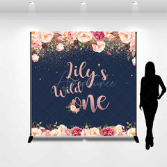 Aperturee Aperturee Custom Wild One First Birthday Backdrop for Girl Boho Floral and Rose Gold Personalized Rustic Party Decor