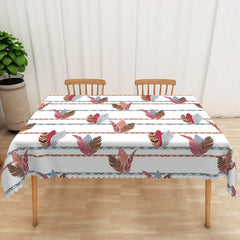 Aperturee - Aperturee Cute and Lovely Rectangle Tablecloth with Feather Patterns for Boho and Whimsical Girls Room Decor