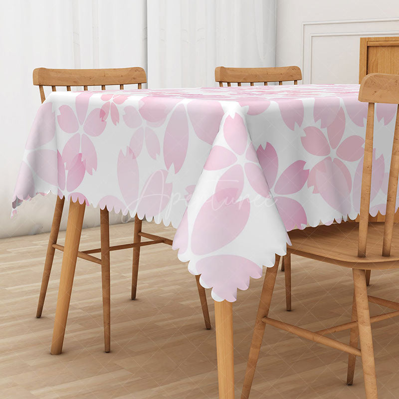 Aperturee - Aperturee Cute and Sweet Pink Peach Blossom Rectangle Tablecloth for Spring Festival and Girls Party Decorations
