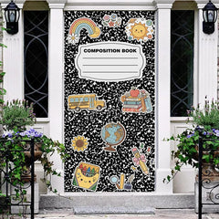 Aperturee - Aperturee Cute Back to School Composition Book Door Cover with School Bus Books and Globe for Classroom Decor
