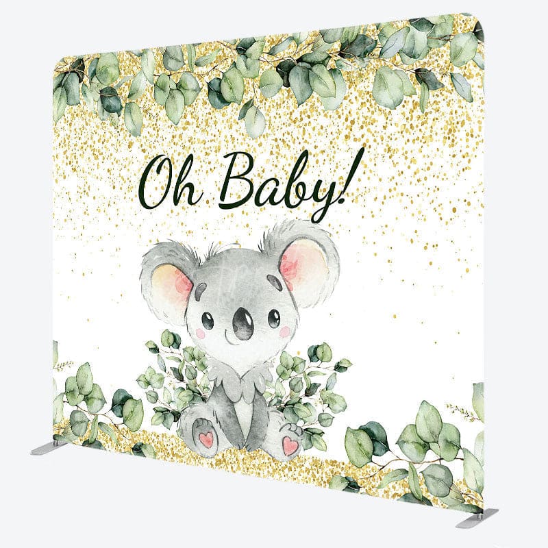Aperturee - Aperturee Cute Boho Koala Baby Shower Square Tension Backdrop