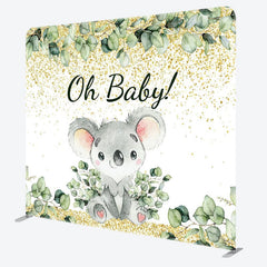 Aperturee - Aperturee Cute Boho Koala Baby Shower Square Tension Backdrop