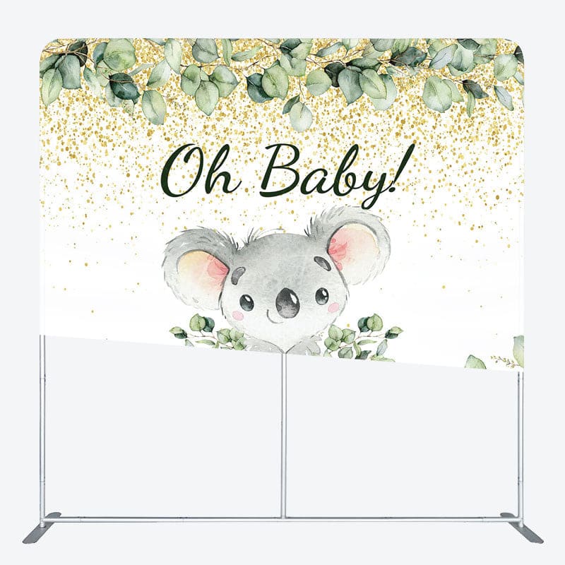 Aperturee - Aperturee Cute Boho Koala Baby Shower Square Tension Backdrop