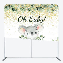 Aperturee - Aperturee Cute Boho Koala Baby Shower Square Tension Backdrop