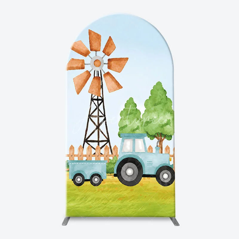 Aperturee - Aperturee Cute Cartoon Farm Barnyard Animals Arch Backdrop Kit Kids Birthday Party Baby Shower Decor