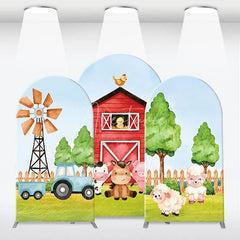 Aperturee - Aperturee Cute Cartoon Farm Barnyard Animals Arch Backdrop Kit Kids Birthday Party Baby Shower Decor