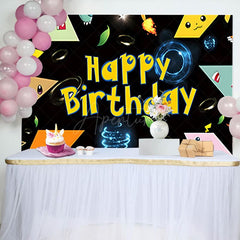 Aperturee - Aperturee Cute Cartoon Pok¨¦ Ball Pop Happy Birthday Backdrop
