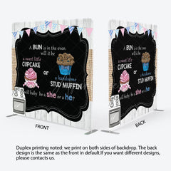 Aperturee - Aperturee Cute Dessert Gender Reveal Square Tension Backdrop