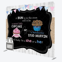 Aperturee - Aperturee Cute Dessert Gender Reveal Square Tension Backdrop