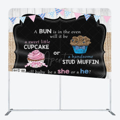 Aperturee - Aperturee Cute Dessert Gender Reveal Square Tension Backdrop