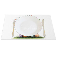 Aperturee - Aperturee Cute Easter Egg Tree Set of 4 Placemats Patterned Eggs Hearts Table Mats Spring Family Party Kitchen Decor