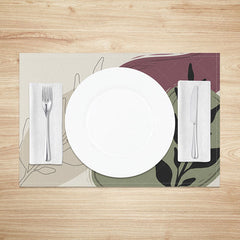 Aperturee - Aperturee Cute Geometric Leaf Placemats Set of 4 Earth Tone Botanical Design for Modern and Boho Kitchen Decor