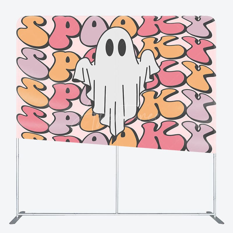 Aperturee - Aperturee Cute Ghost Spooky Halloween Square Tension Backdrop