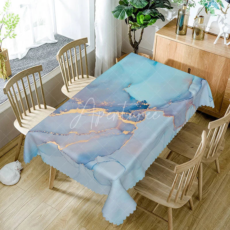 Aperturee - Aperturee Cute Glitter Tablecloth with Jade and Blue Gradient for Mermaid or Under the Sea Themed Party Decor