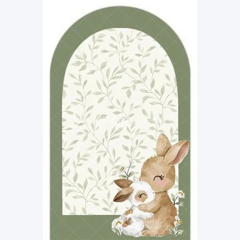 Aperturee - Aperturee Cute Goose Baby Shower Arch Backdrop Green Floral Animal Whimsical Nursery Decor for Gender Neutral Celebration