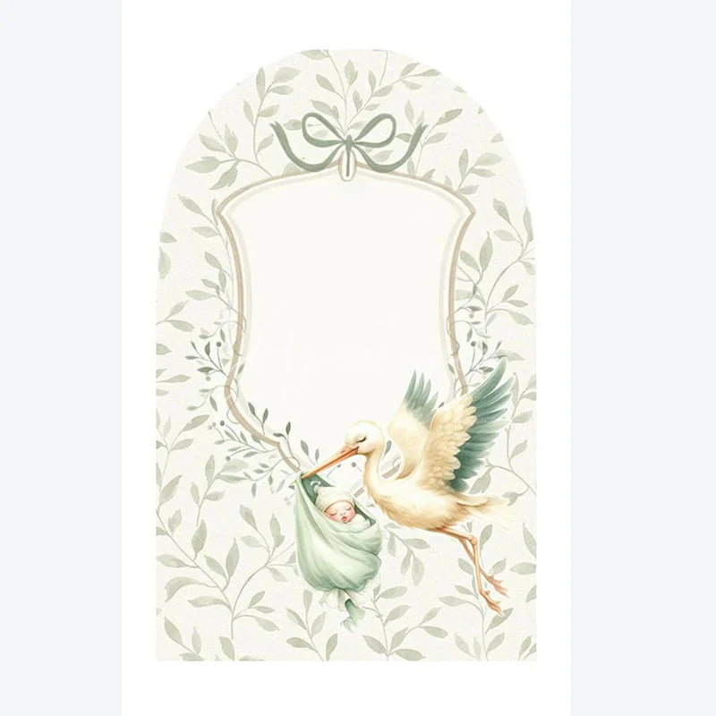 Aperturee - Aperturee Cute Goose Baby Shower Arch Backdrop Green Floral Animal Whimsical Nursery Decor for Gender Neutral Celebration