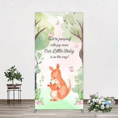 Aperturee - Aperturee Cute Kangaroo Jumping Baby Shower Rectangle Backdrop