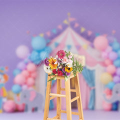 Aperturee - Aperturee Cute Macaron Color Scheme Circus Cake Smash Backdrop