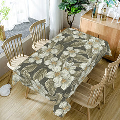 Aperturee - Aperturee Cute Metallic Floral Rectangle Tablecloth for Glam and Modern Girls Birthday Party Decorations