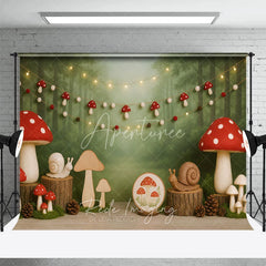 Aperturee - Aperturee Cute Mushroom Fairy Tale World Cake Smash Backdrop