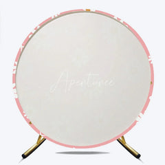 Aperturee - Aperturee Cute Pink Daisy Flowers with Gold Glitter Round Backdrop Boho Spring Birthday Party and Baby Shower Decor
