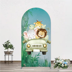 Aperturee Aperturee Cute Safari Animals Arch Backdrop Jungle Lion Elephant and Giraffe Wild One First Birthday Party Photo Prop