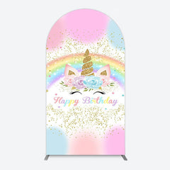 Aperturee - Aperturee Cute Unicorn Rainbow Glitter Birthday Arch Backdrop