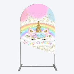 Aperturee - Aperturee Cute Unicorn Rainbow Glitter Birthday Arch Backdrop