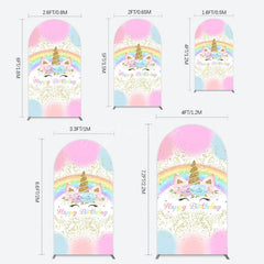 Aperturee - Aperturee Cute Unicorn Rainbow Glitter Birthday Arch Backdrop