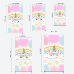 Aperturee - Aperturee Cute Unicorn Rainbow Glitter Birthday Rectangle Backdrop
