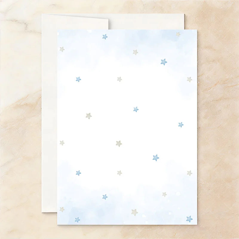 Aperturee - Aperturee Set of 20 Cute Watercolor Teddy Bear and Blue Balloon Custom Invitation Personalized Baby Shower or Birthday Party