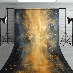 Aperturee - Aperturee Dark Blue and Gold Abstract Textured Sweep Backdrop Elegant Artistic Photography Background