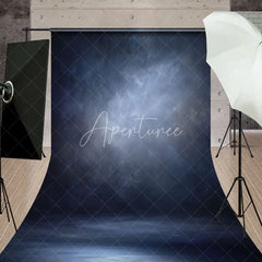 Aperturee - Aperturee Dark Blue Grey Textured Sweep Backdrop for Professional Studio Photography Moody Artistic Portrait