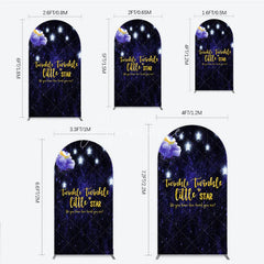 Aperturee - Aperturee Dark Blue Night Sky Twinkle Twinkle Little Star Round Top Arch Backdrop Golden Moon and Stars Baby Shower Party Decor