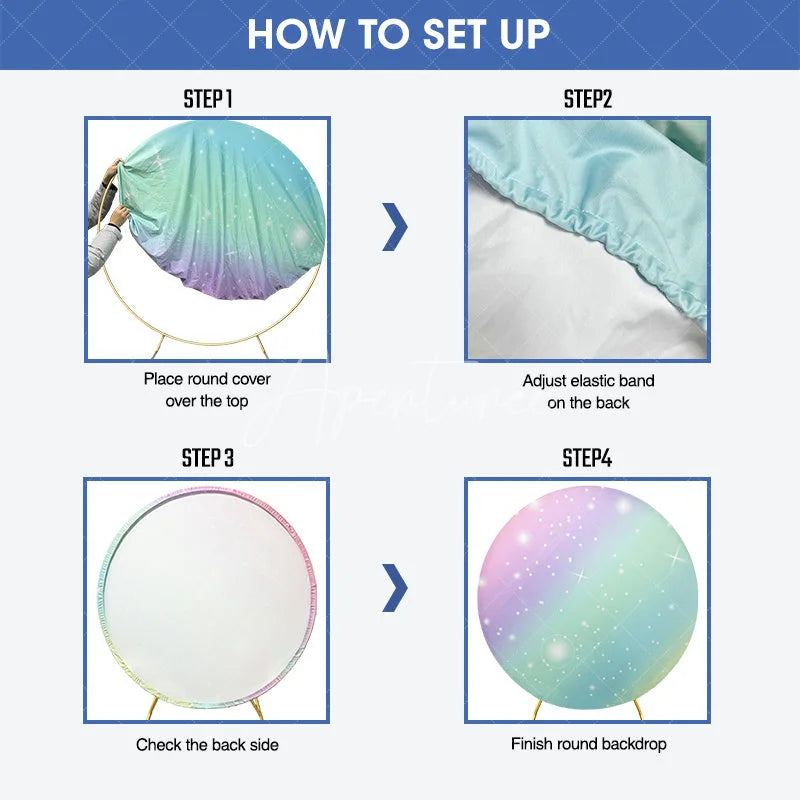 Aperturee - Aperturee Dark Blue Purple Halloween Night Round Backdrop featuring Jack-o-Lantern Witch Hat and Graveyard Scene