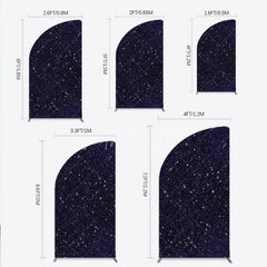 Aperturee - Aperturee Dark Blue Starry Night Half Moon Arch Backdrop Celestial Galaxy Theme for Baby Shower and Birthday Party Decor
